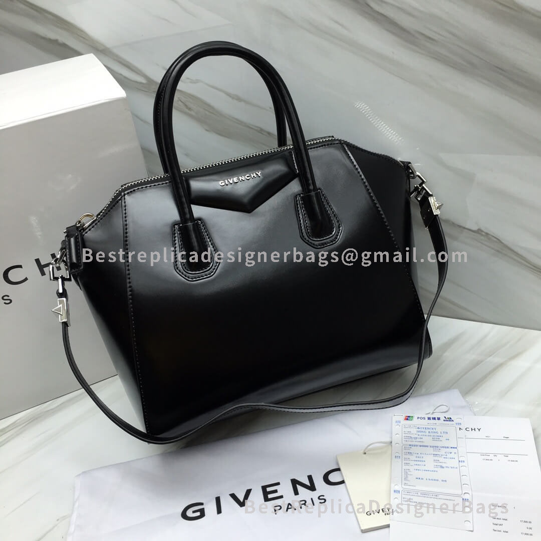 Givenchy Medium Antigona Bag Black In Satinated Calfskin SHW 2-29909